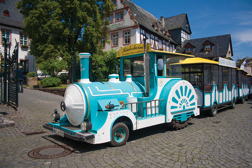 Your carriage awaits! The little train that took us into RÃ¼desheim.