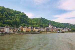 Colourful buildings line the Rhine