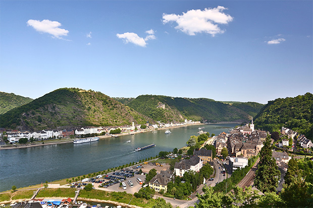 Boats along the Rhine river